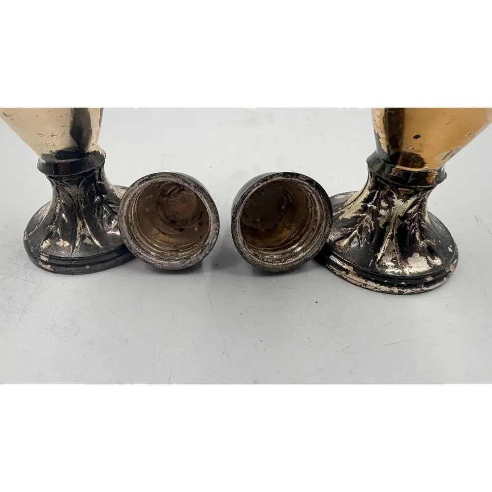 Vintage MCM Silver Plate Salt & Pepper Shaker Set of 2